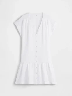 Cotton Gauze V-Neck Tunic Dress