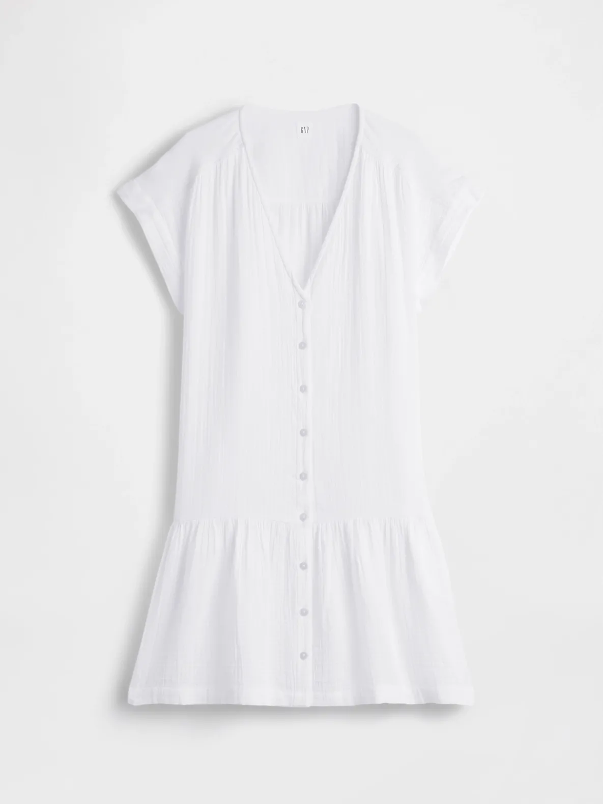 Cotton Gauze V-Neck Tunic Dress
