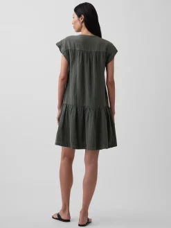 Cotton Gauze V-Neck Tunic Dress