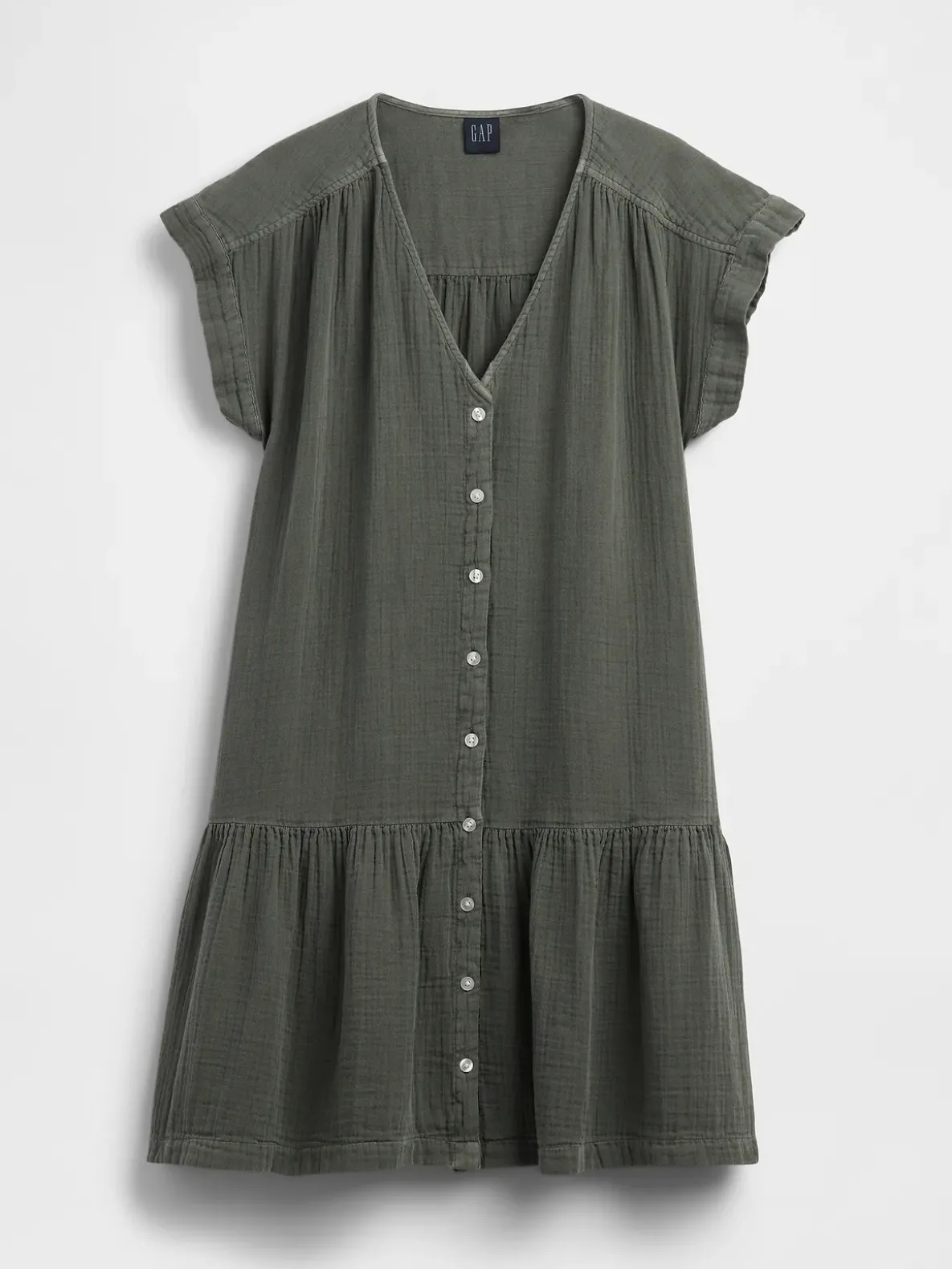 Cotton Gauze V-Neck Tunic Dress