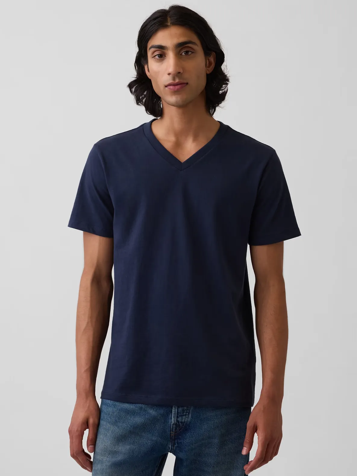 Cotton Jersey V-Neck T-Shirt