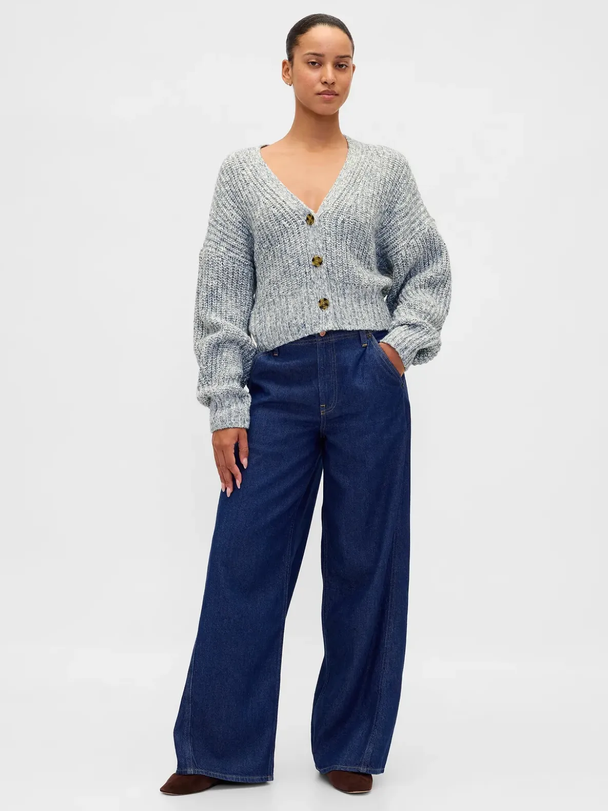 Cotton-Blend Crop Cardigan Sweater