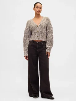 Cotton-Blend Crop Cardigan Sweater