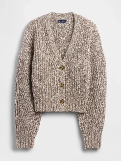 Cotton-Blend Crop Cardigan Sweater