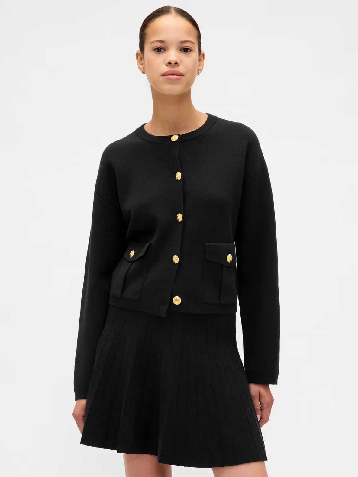 Cotton-Blend Pocket Cardigan Sweater