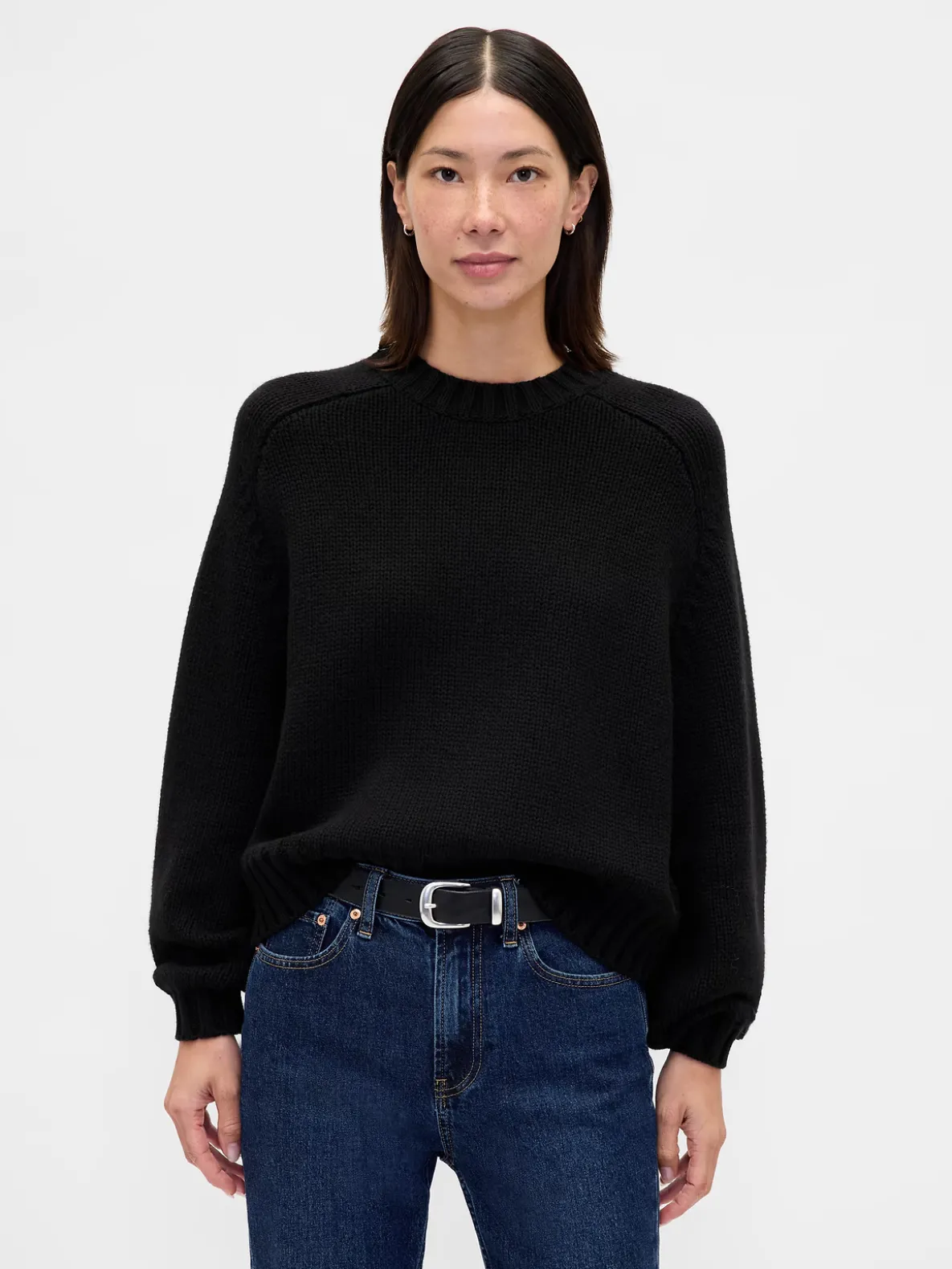 Cotton-Blend Relaxed Crewneck Sweater