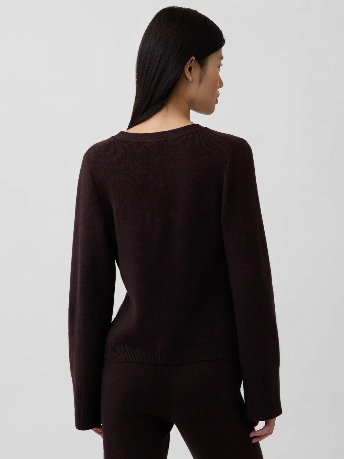 Cotton-Blend Relaxed V-Neck Cardigan Sweater