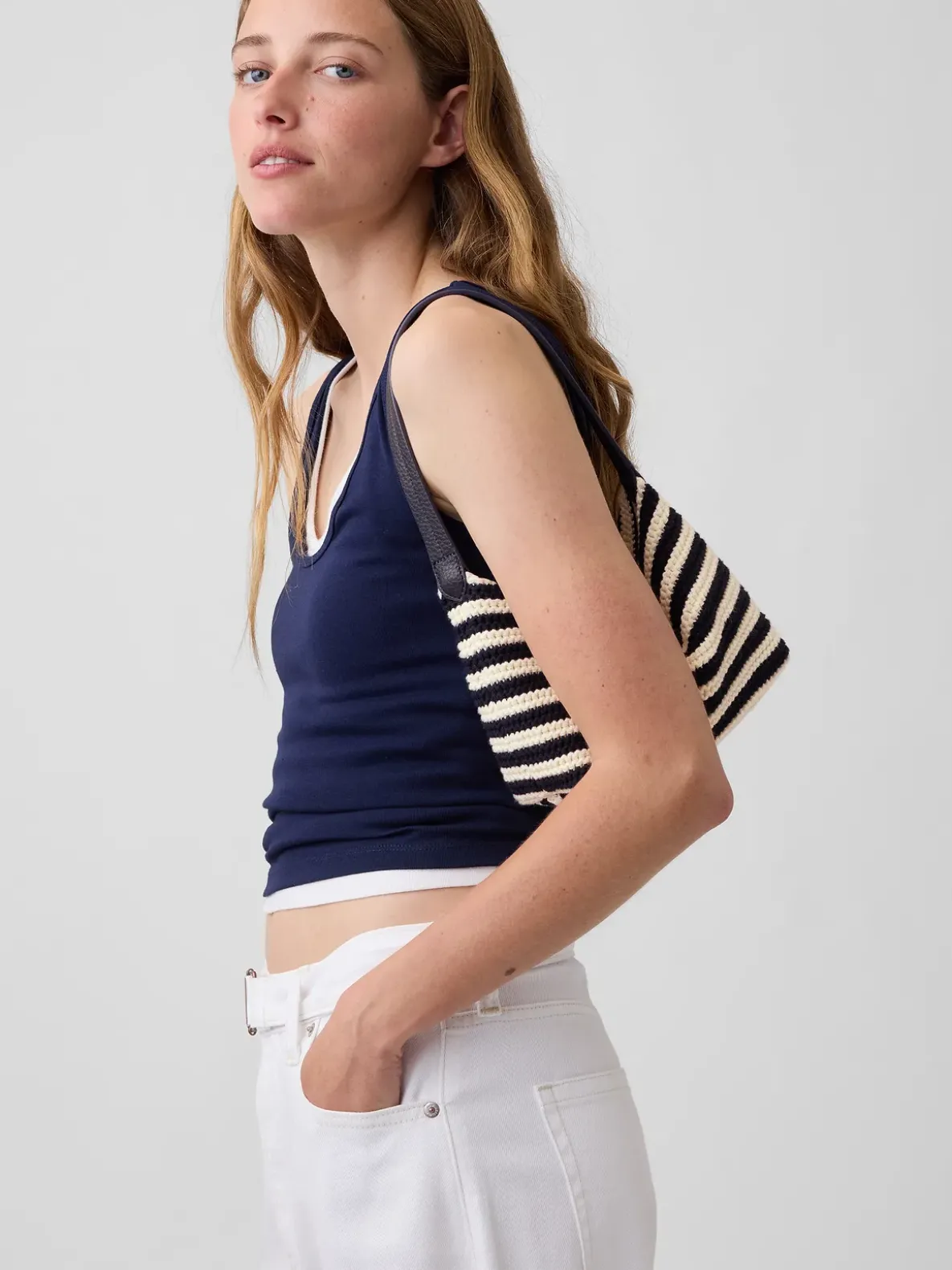 Crochet Stripe Mini Bag