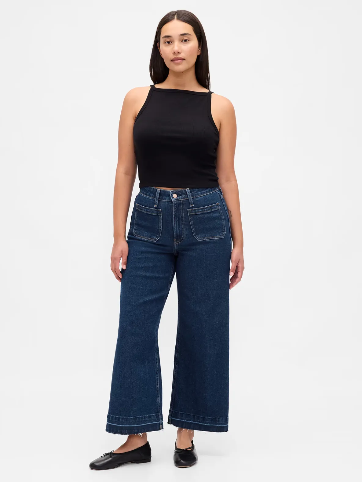 Curvy High Rise Stride Wide-Leg Ankle Jeans
