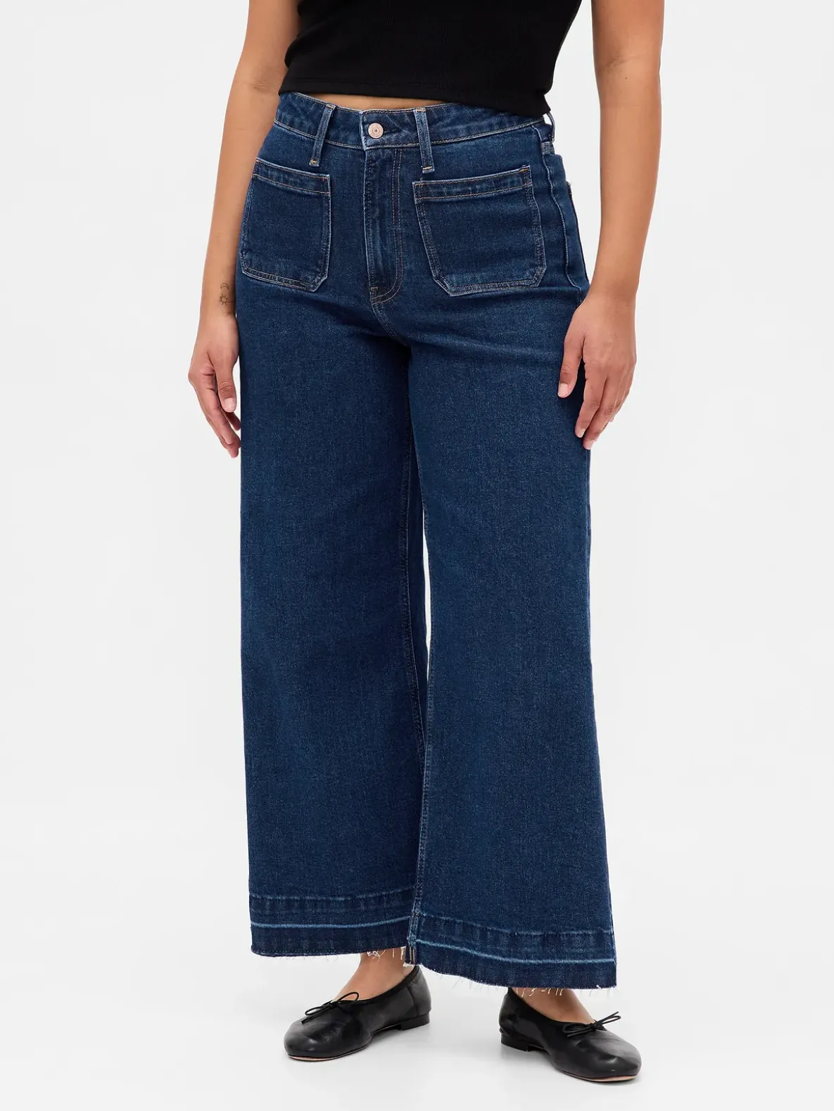 Curvy High Rise Stride Wide-Leg Ankle Jeans