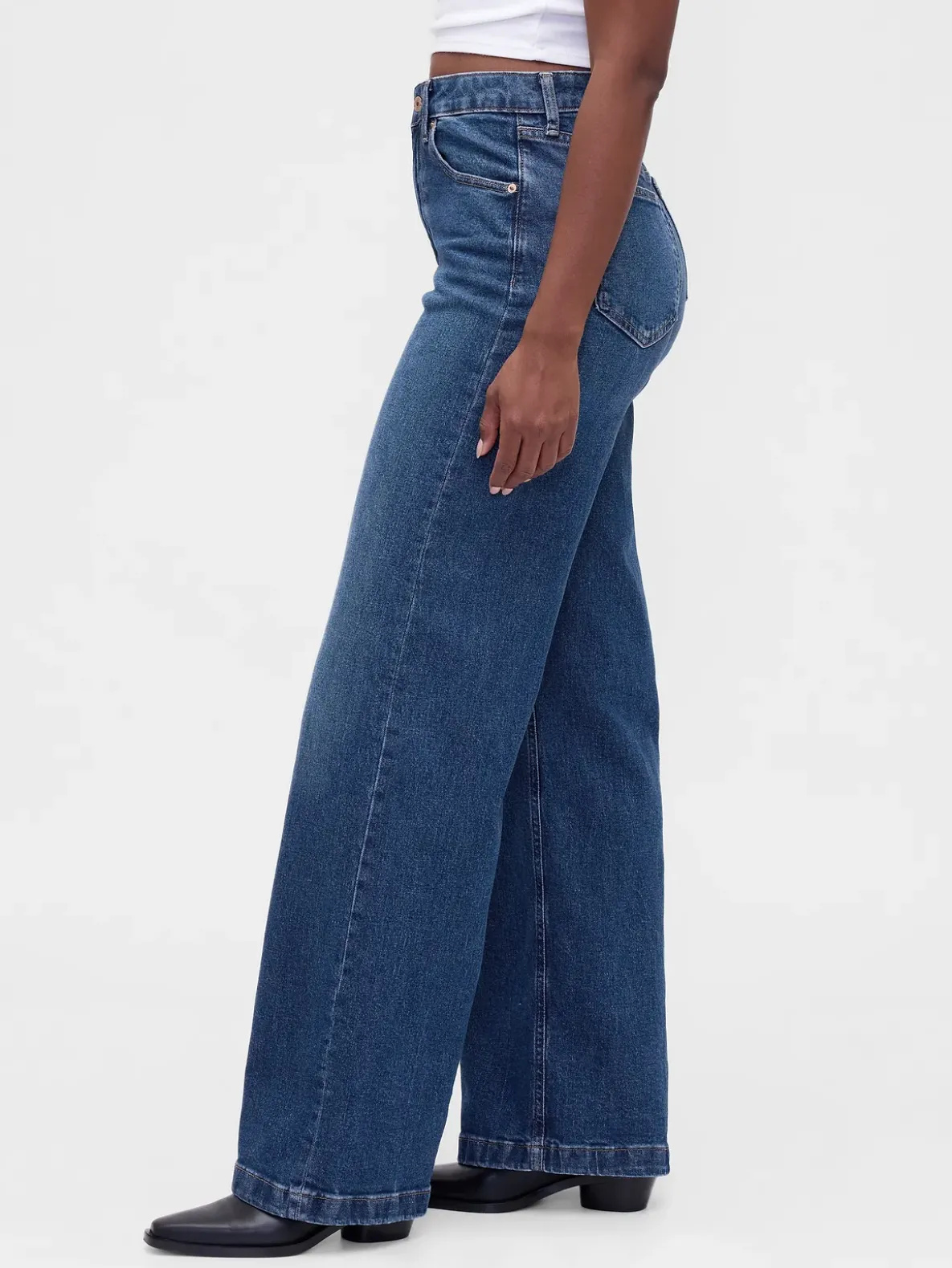 Curvy High Rise Stride Wide-Leg Jeans