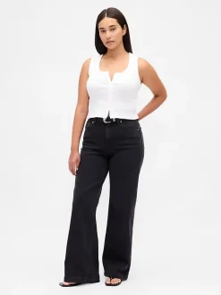 Curvy High Rise Stride Wide-Leg Jeans