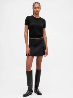 Denim Belted Mini Skirt