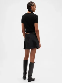 Denim Belted Mini Skirt