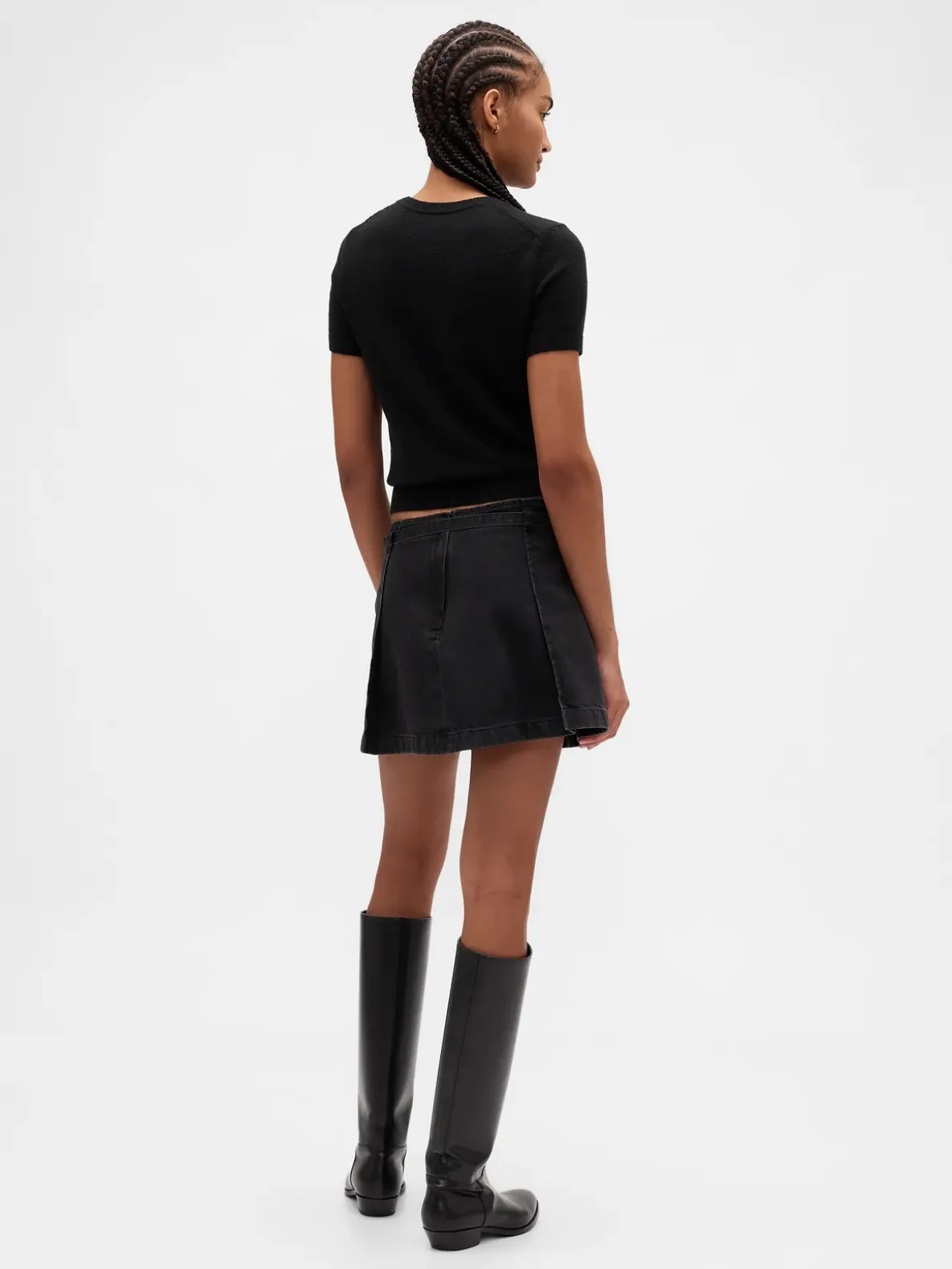 Denim Belted Mini Skirt