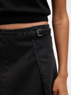 Denim Belted Mini Skirt