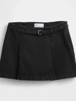 Denim Belted Mini Skirt