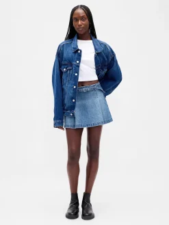 Denim Belted Mini Skirt