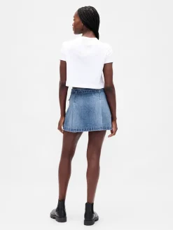 Denim Belted Mini Skirt