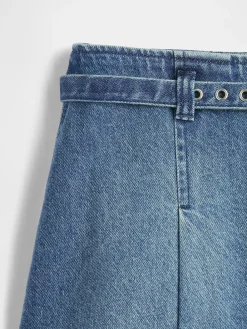 Denim Belted Mini Skirt