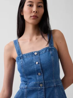 Denim Button-Front Midi Dress