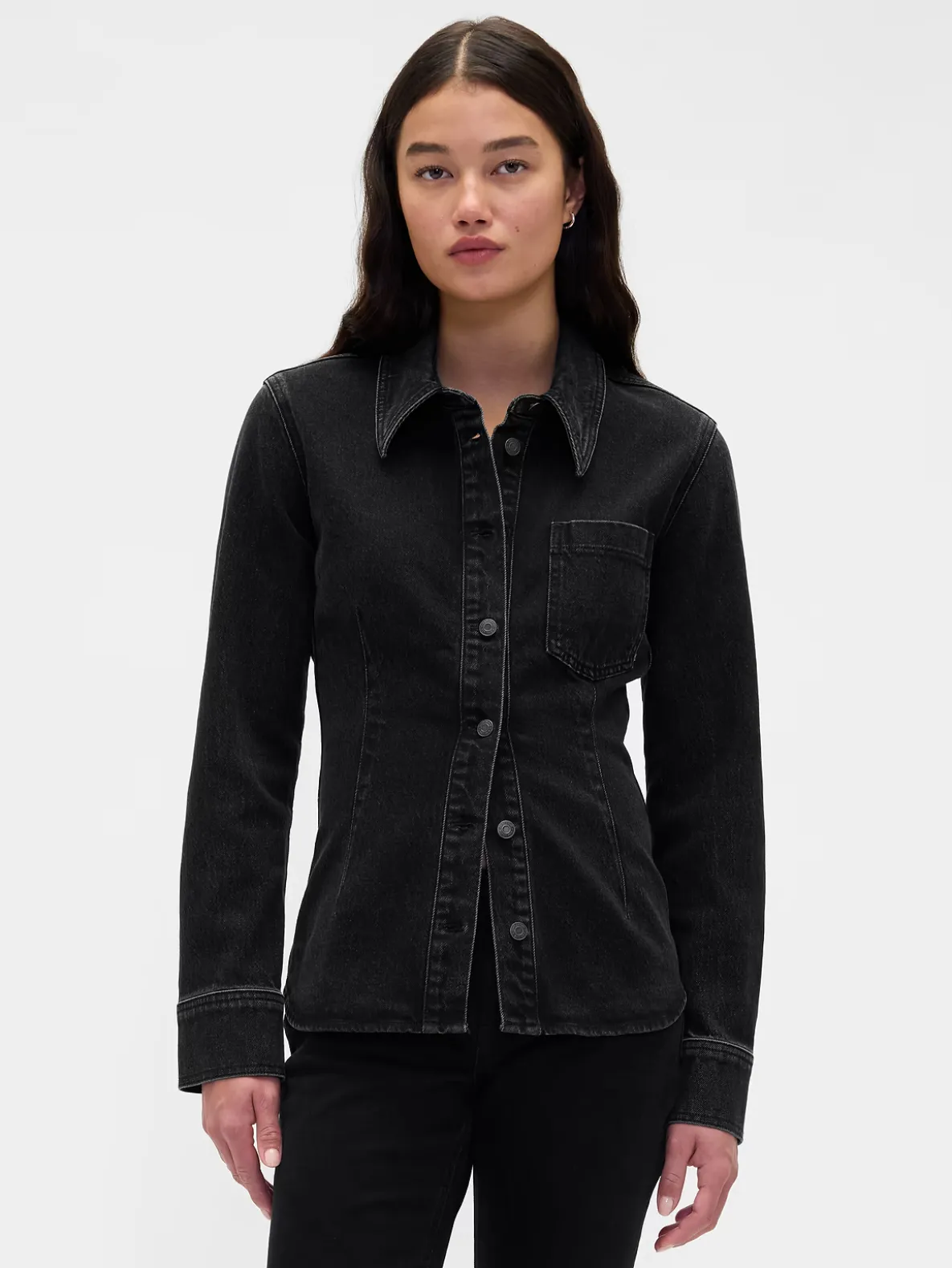 Denim Cinch-Seam Shirt
