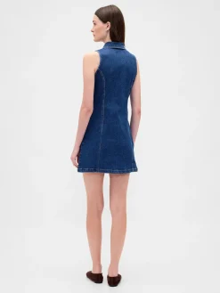 Denim Collared Mini Shift Dress