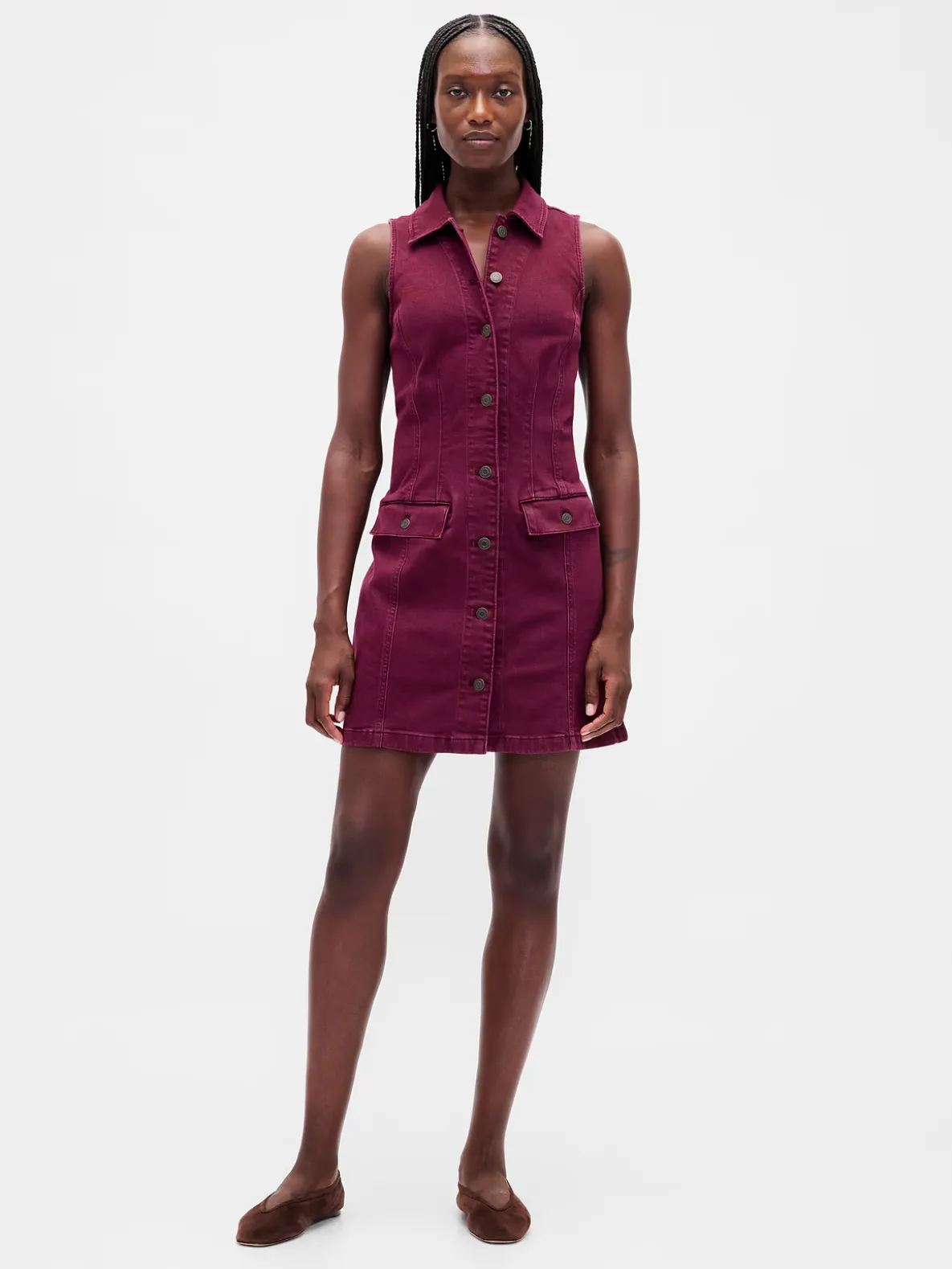 Denim Collared Shift Mini Dress