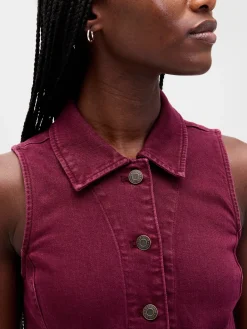 Denim Collared Shift Mini Dress