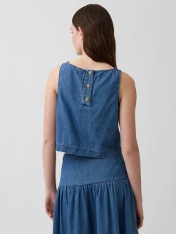 Denim Crop Shell Tank Top