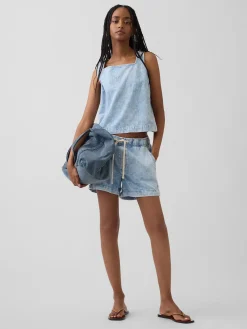 Denim Crop Shell Tank Top