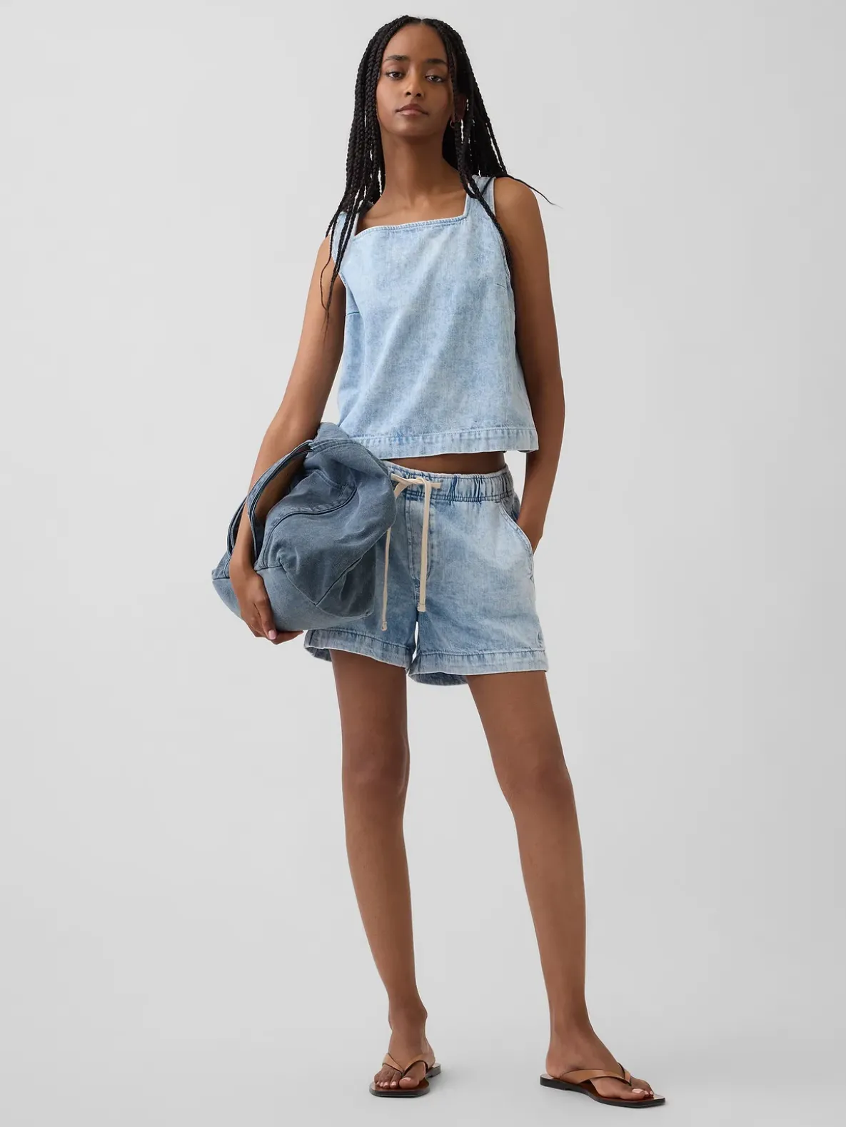 Denim Crop Shell Tank Top