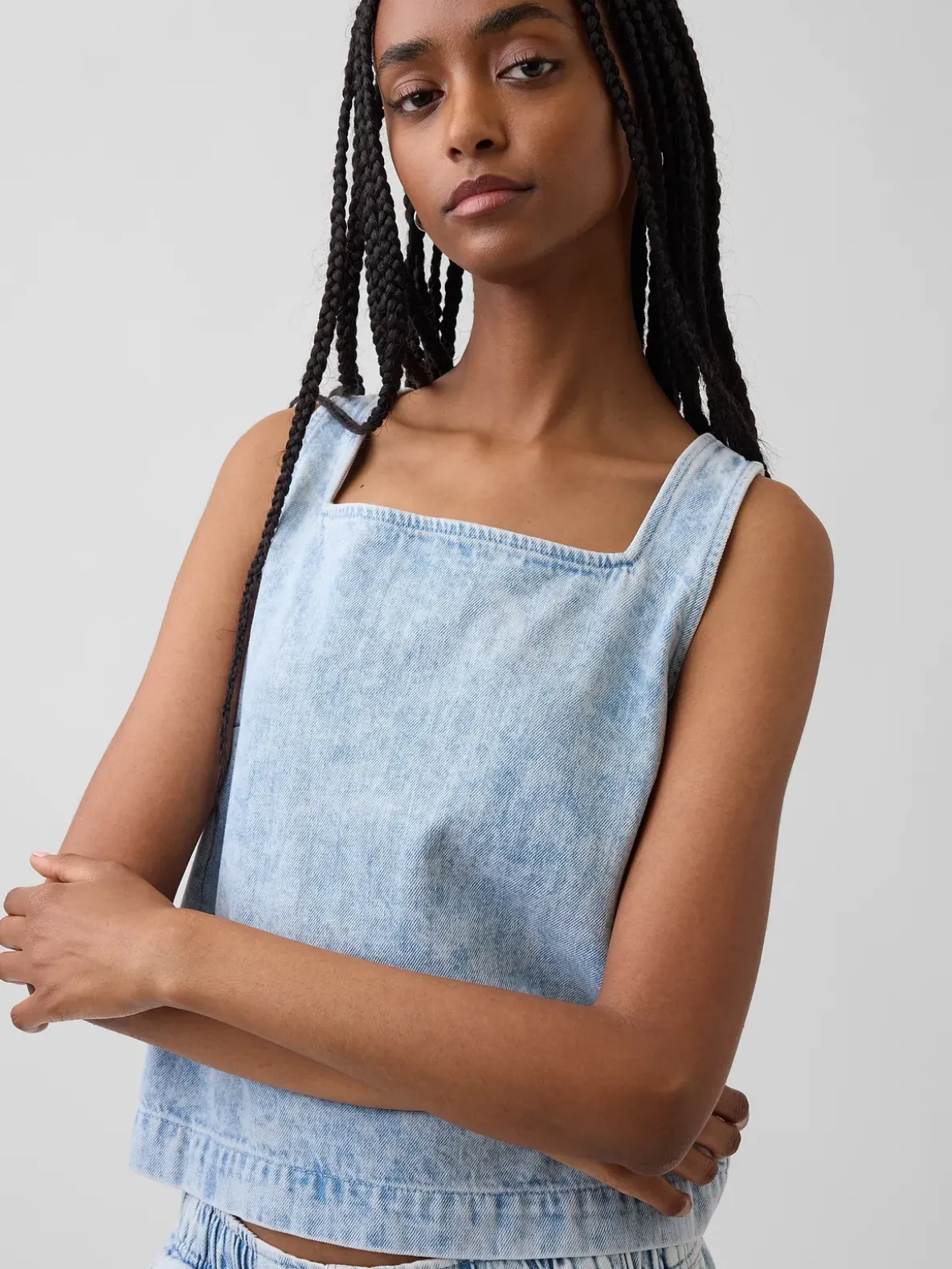 Denim Crop Shell Tank Top