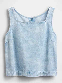 Denim Crop Shell Tank Top