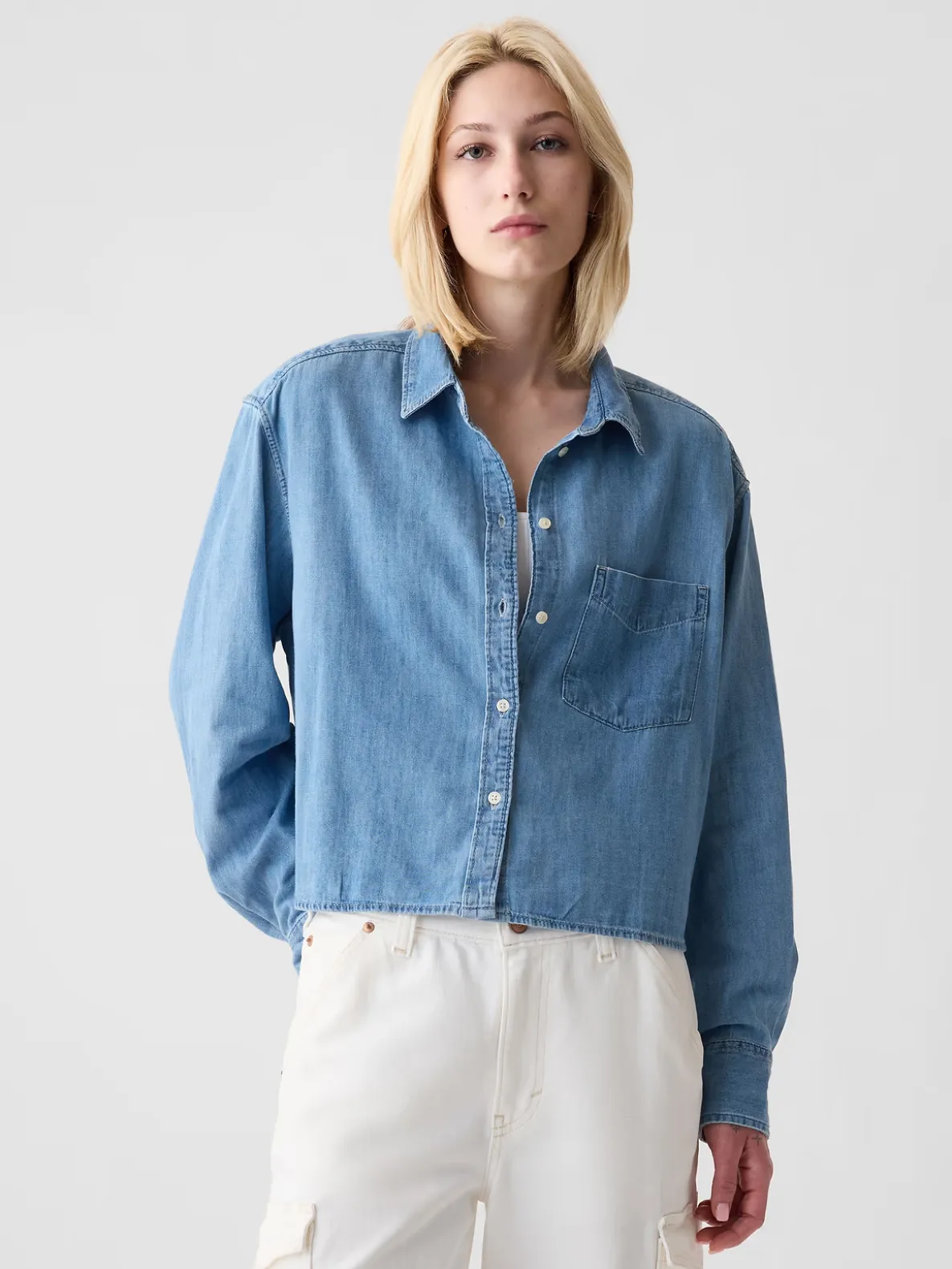 Denim Crop Shirt