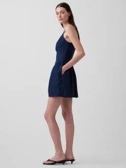 Denim Drop-Waist Mini Dress