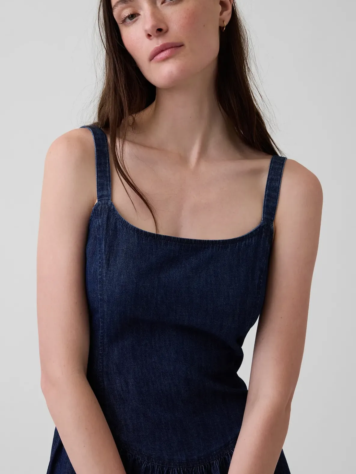 Denim Drop-Waist Mini Dress