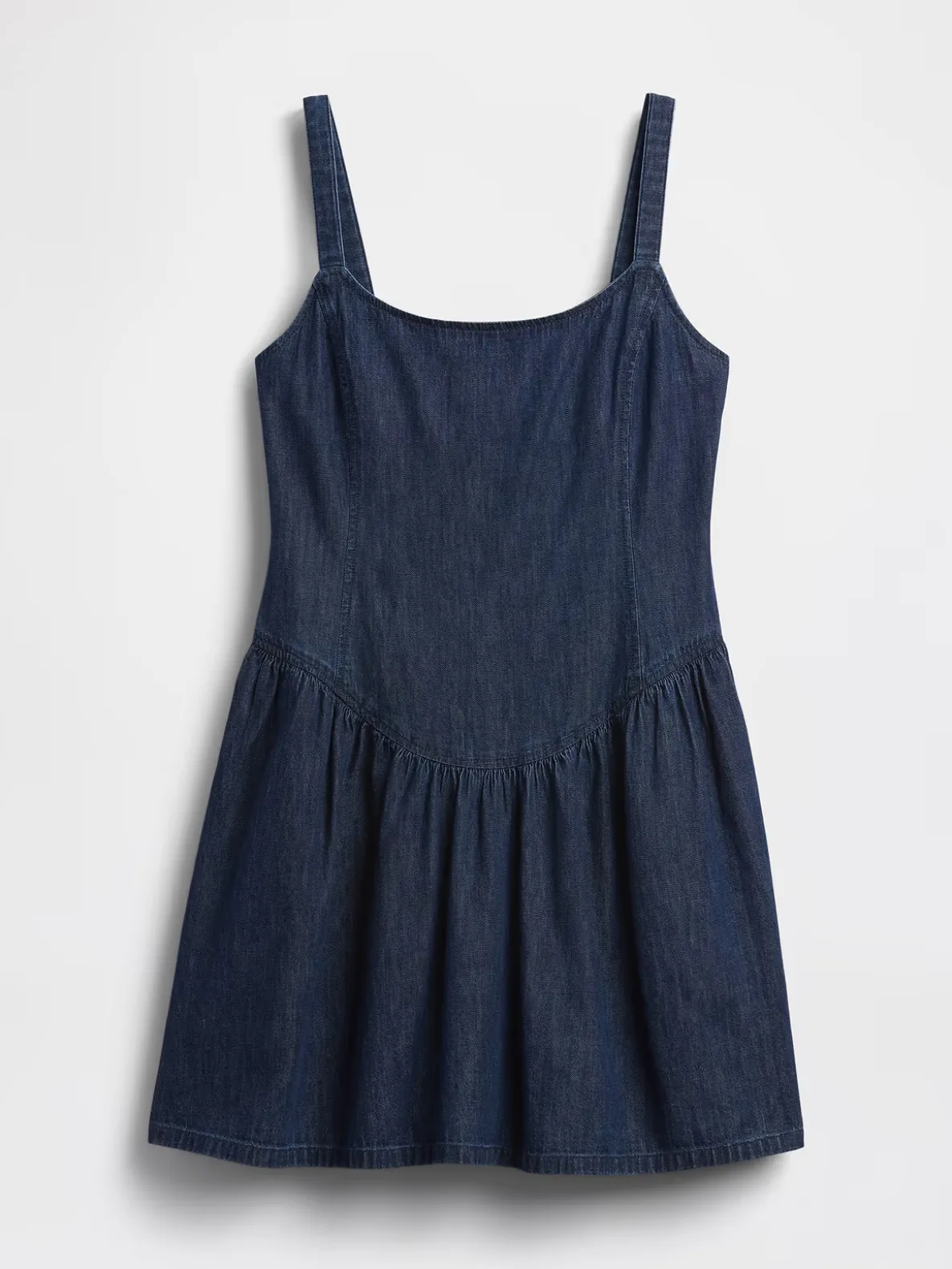 Denim Drop-Waist Mini Dress