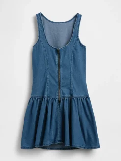 Denim Drop-Waist Mini Dress