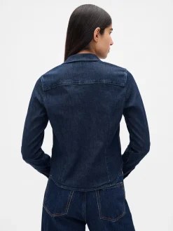 Denim Fitted Crop Shirt