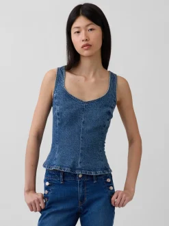 Denim Fitted Peplum Top