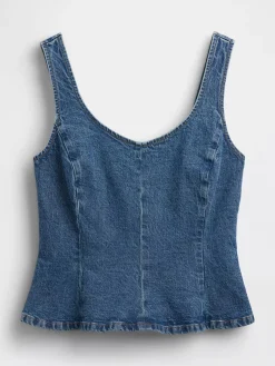 Denim Fitted Peplum Top