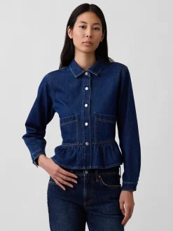 Denim Fitted Peplum Top