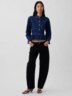 Denim Fitted Peplum Top