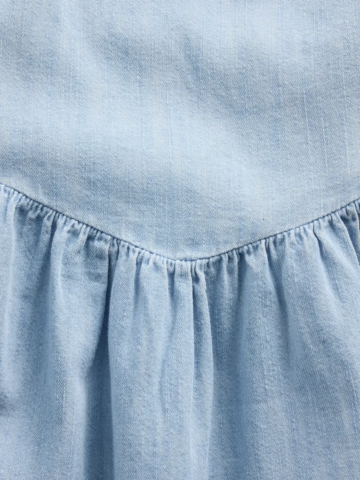 Denim Flutter-Sleeve Sweetheart Dress