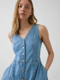Denim Handkerchief Midi Dress
