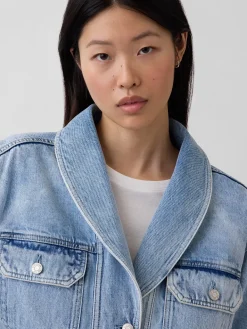 Denim Oversized Shawl Denim Jacket