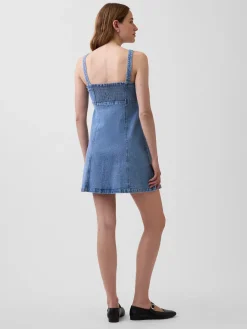 Denim Paneled Mini Dress
