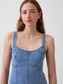 Denim Paneled Mini Dress
