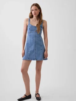 Denim Paneled Mini Dress